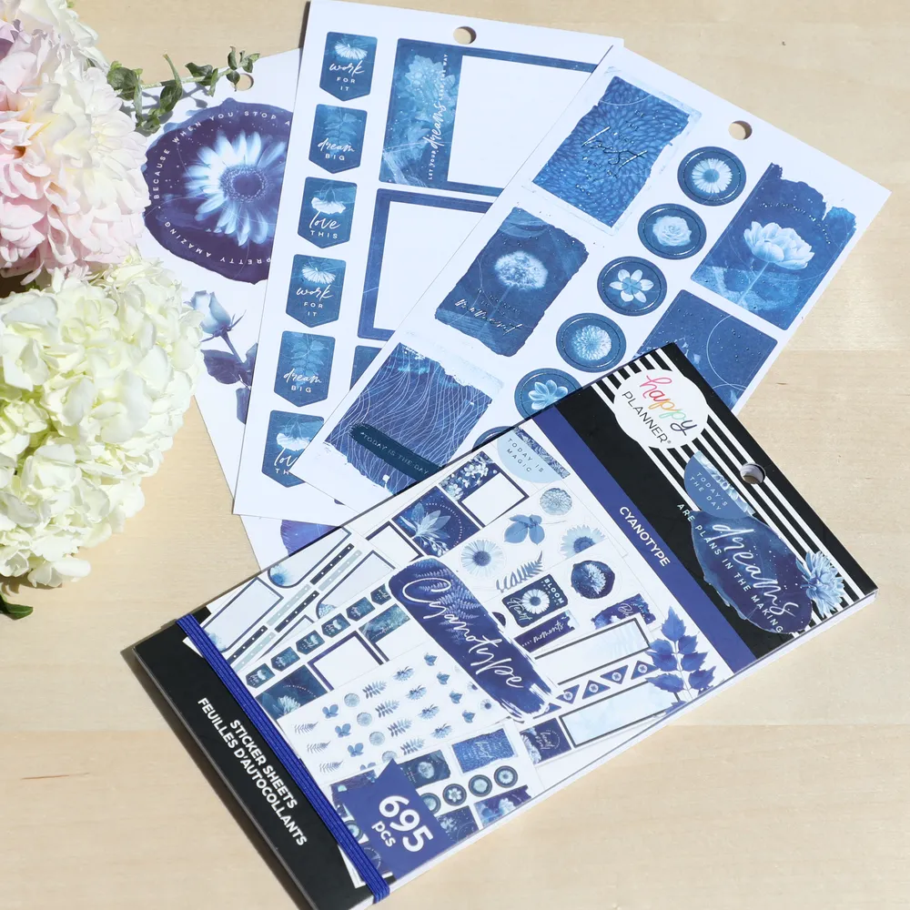 Happy Planner Cyanotype Value Pack carnet autocollants 695 bleu
