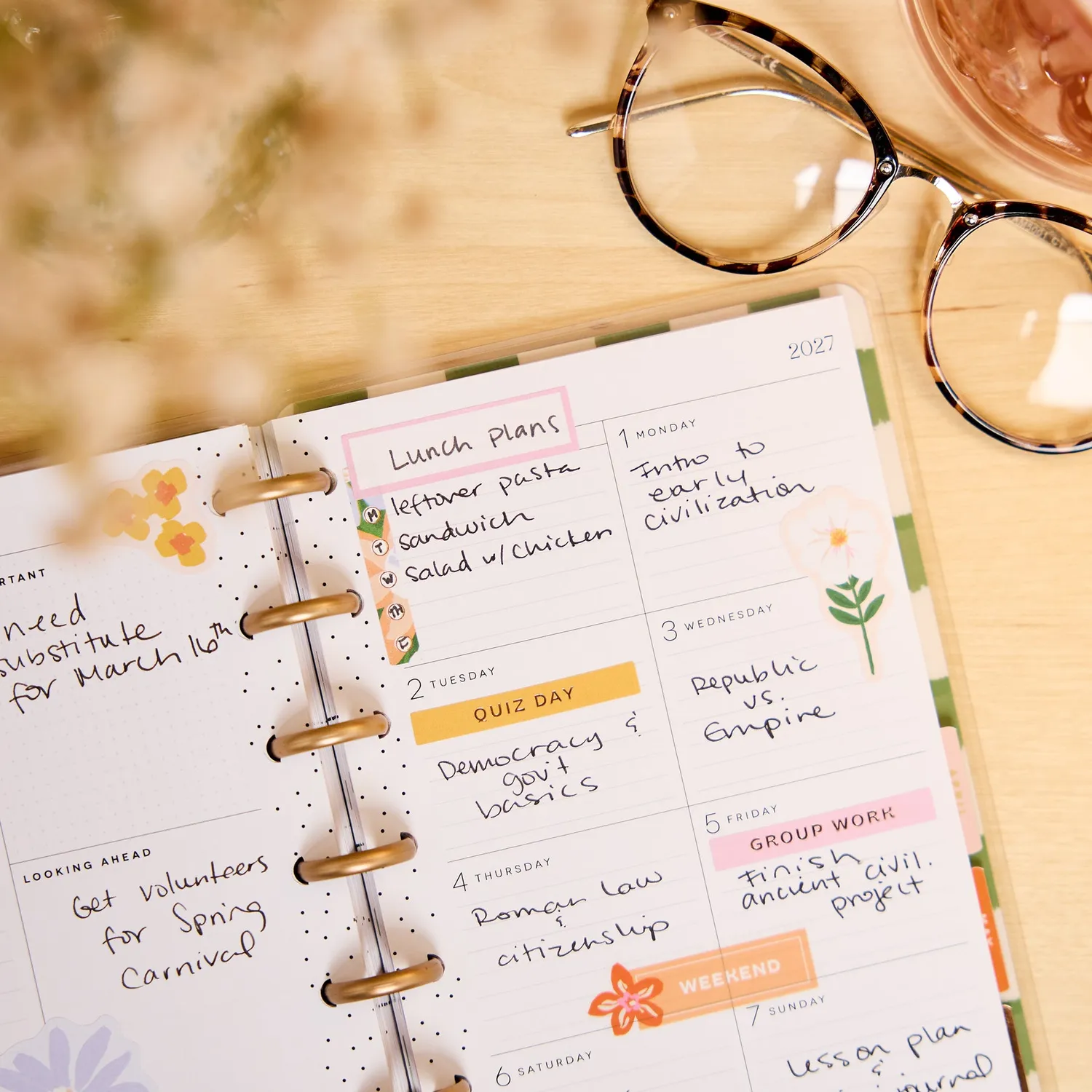 Happy Planner Blossom Bright agenda Mini dashboard 12 mois fleuri