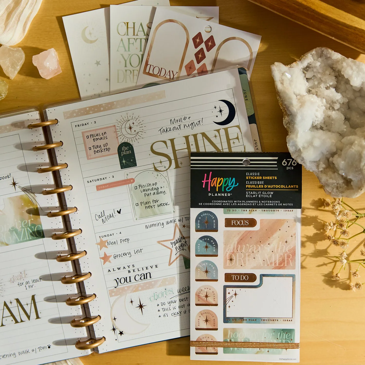 Happy Planner Starlit Glow stickers célestes 30 feuilles