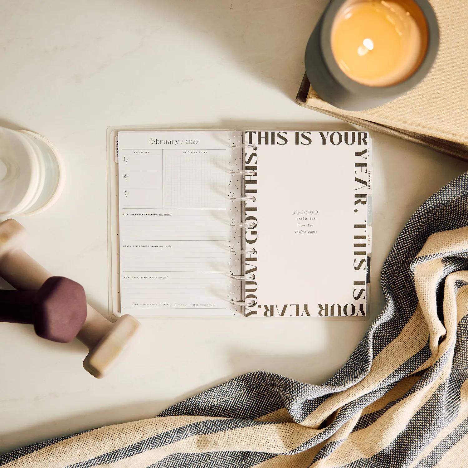 Happy Planner Haven & Heart 2027 Mini Fitness agenda 12 mois neutre