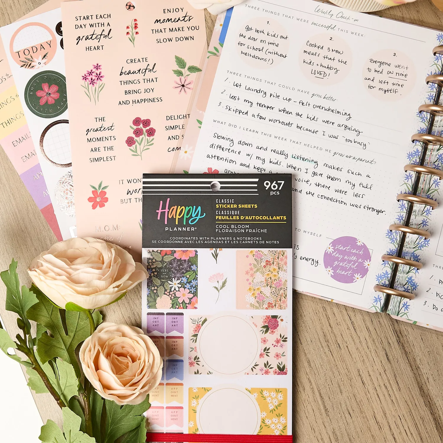 Happy Planner Cool Bloom Parenting stickers agenda 30 feuilles