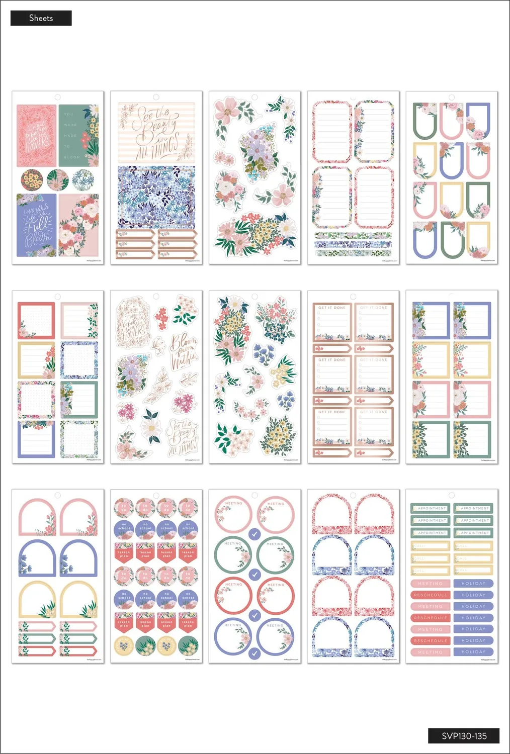 Happy Planner Springtime Flora Big carnet stickers 434 fleurs