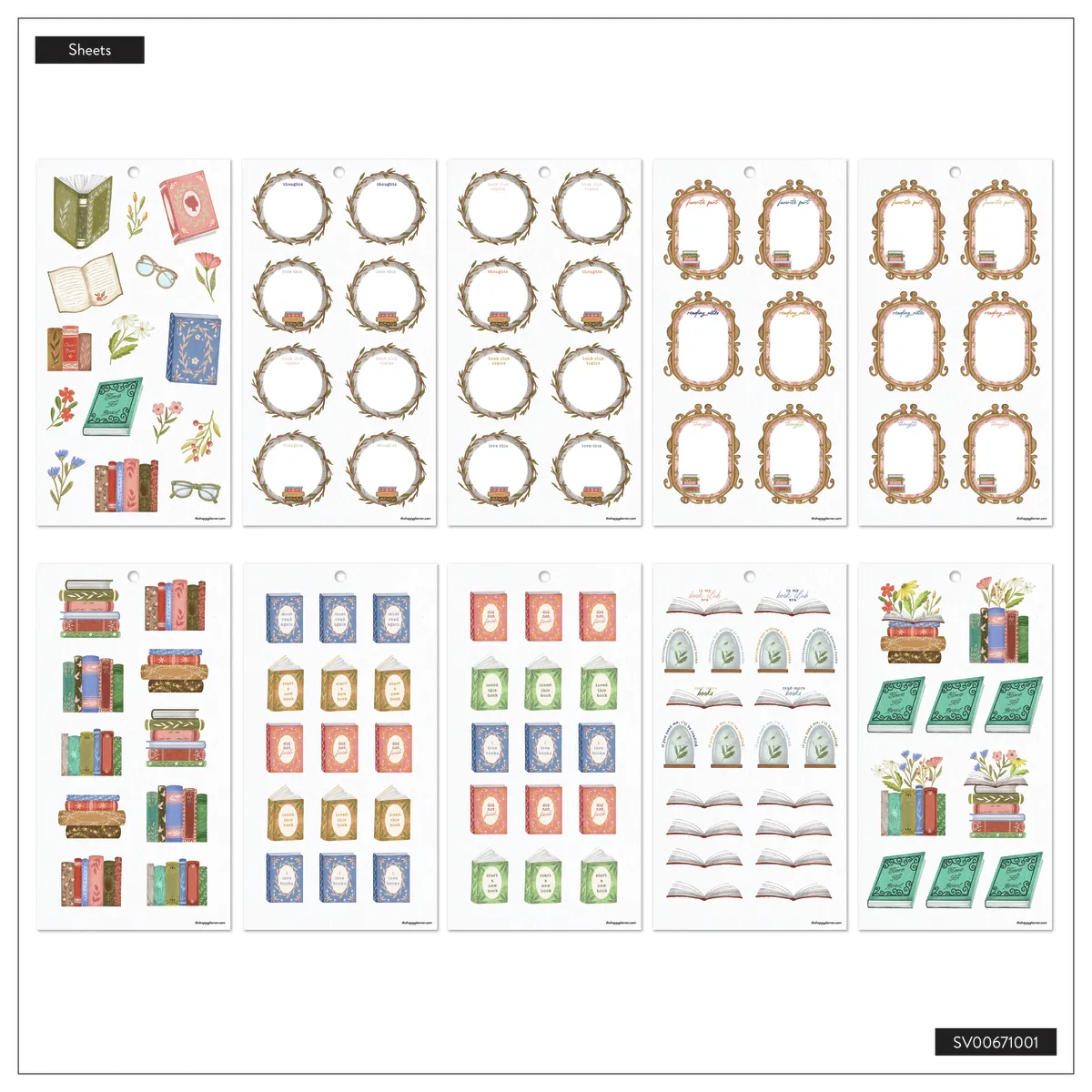 Happy Planner Cozy Reading autocollants Classic x458 lecture