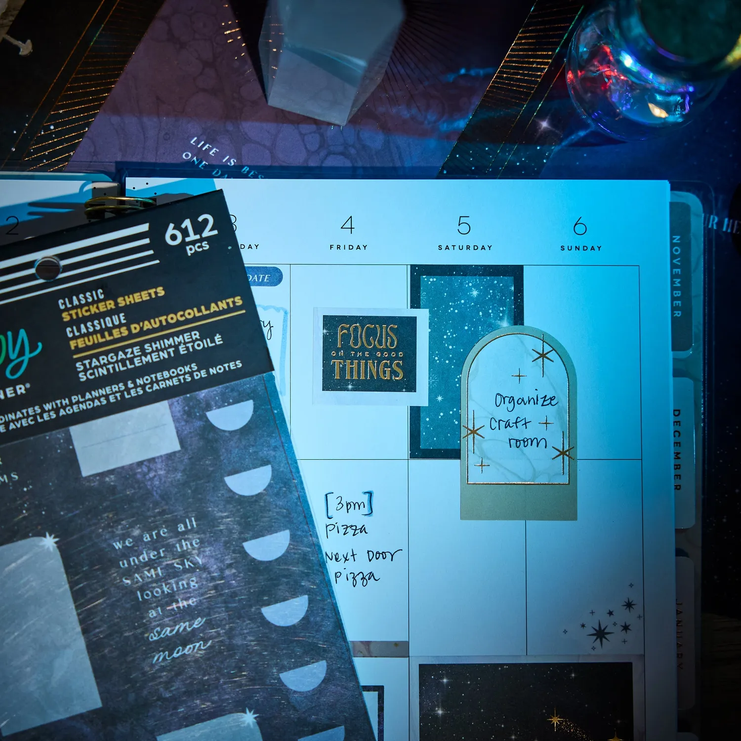 Happy Planner Stargaze Shimmer autocollants 30 feuilles ciel
