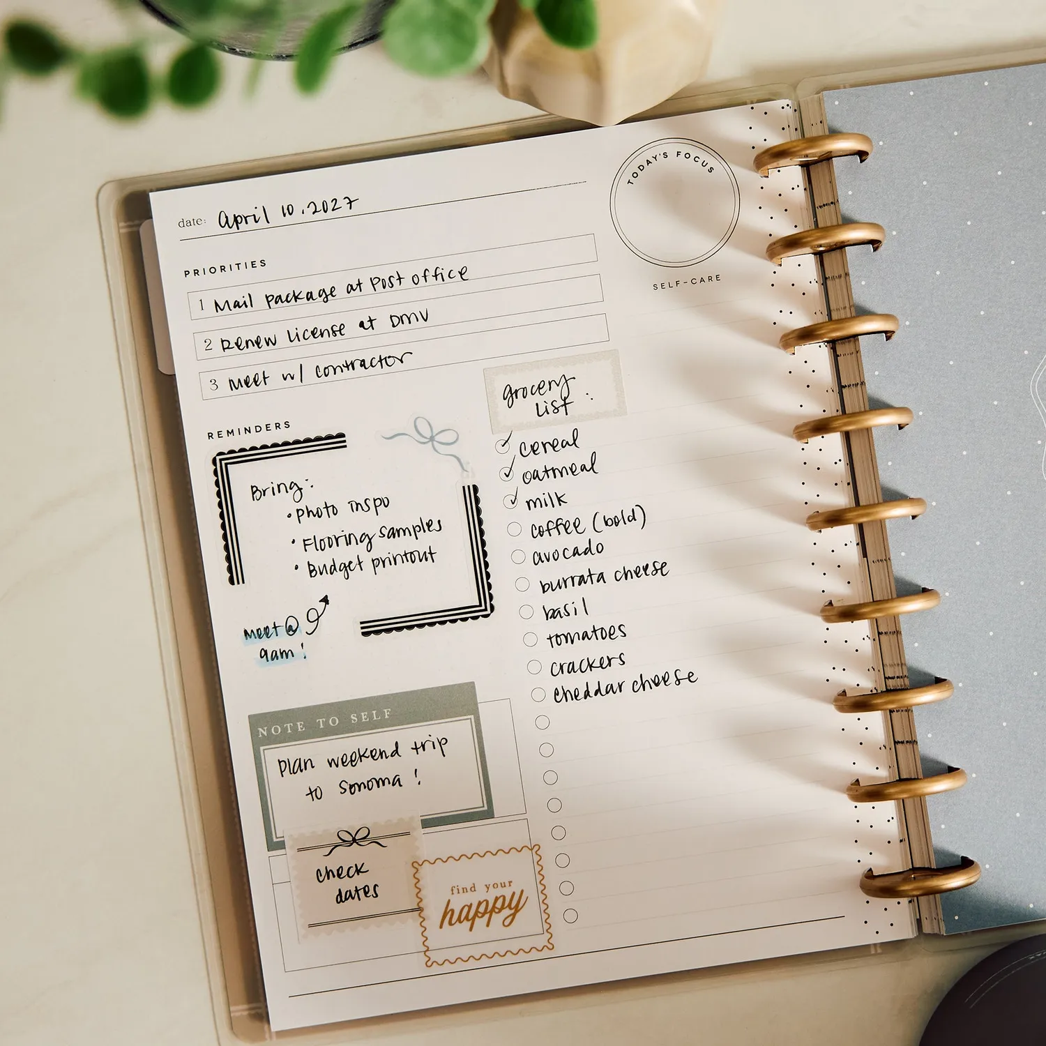 Happy Planner Haven & Heart agenda classic journalier non daté 4 mois