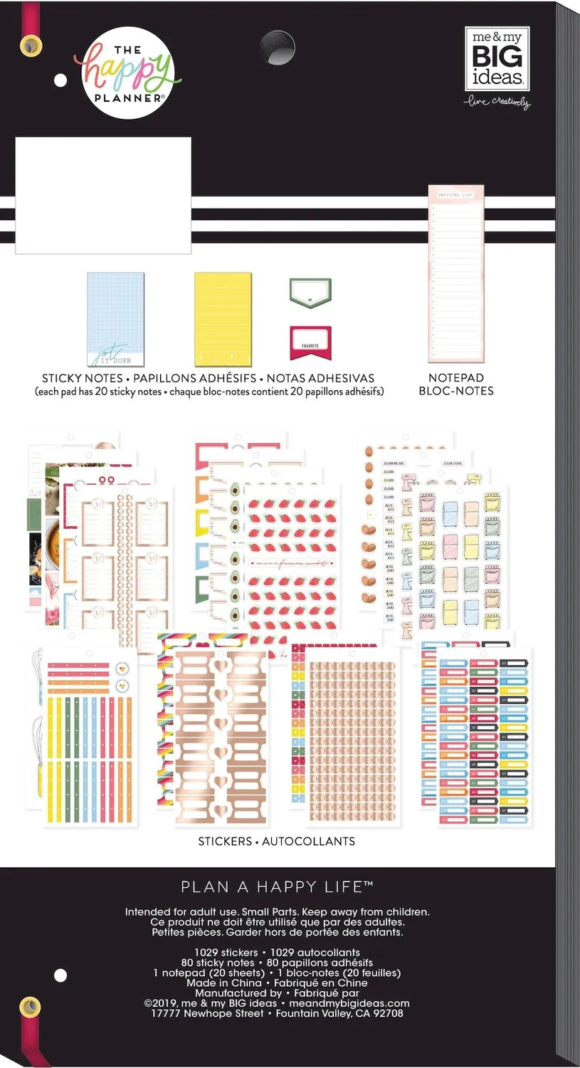Happy Planner Recipe Meal Prep carnet accessoires 1129 pièces