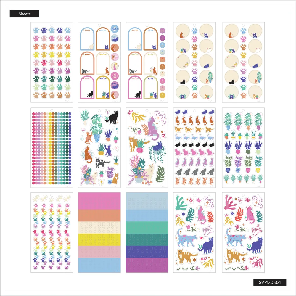 Happy Planner Whimsical Whiskers stickers chats 30 feuilles