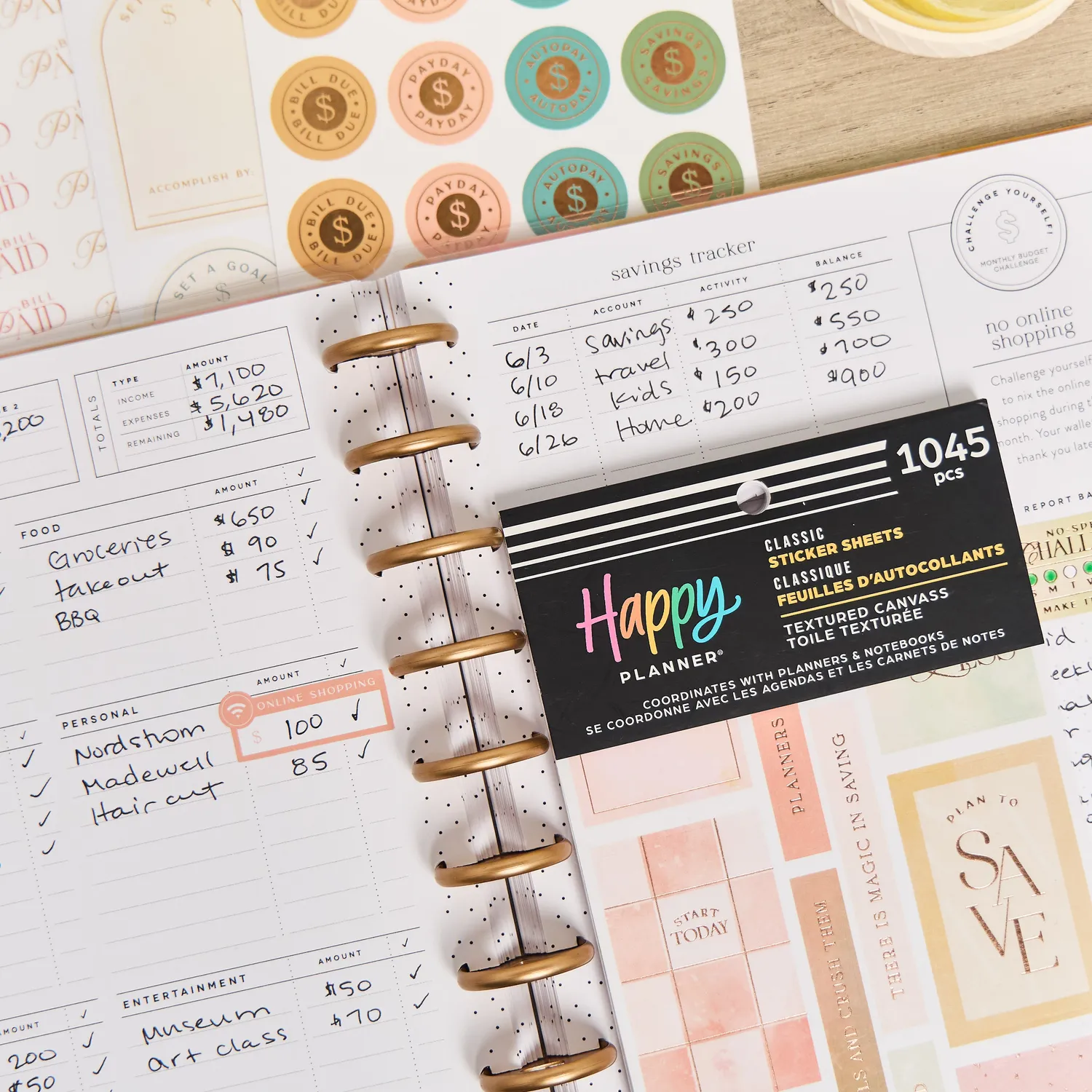 Happy Planner Textured Canvas Budget stickers 1045 autocollants