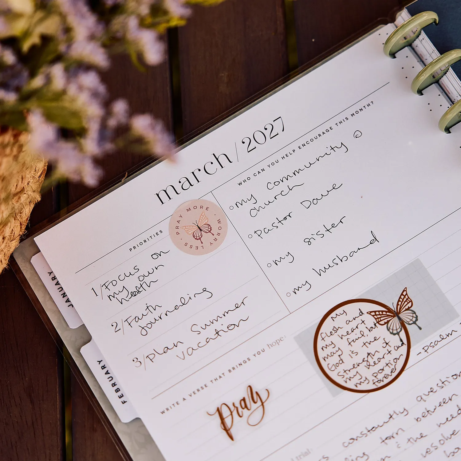 Happy Planner Wildflower Daydream agenda Big Faith 2027 12 mois