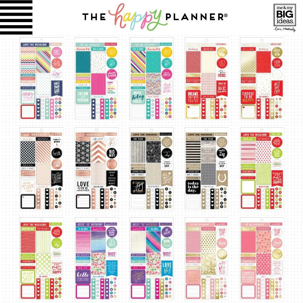 Happy Planner Value Pack stickers agenda 1050 doré classic
