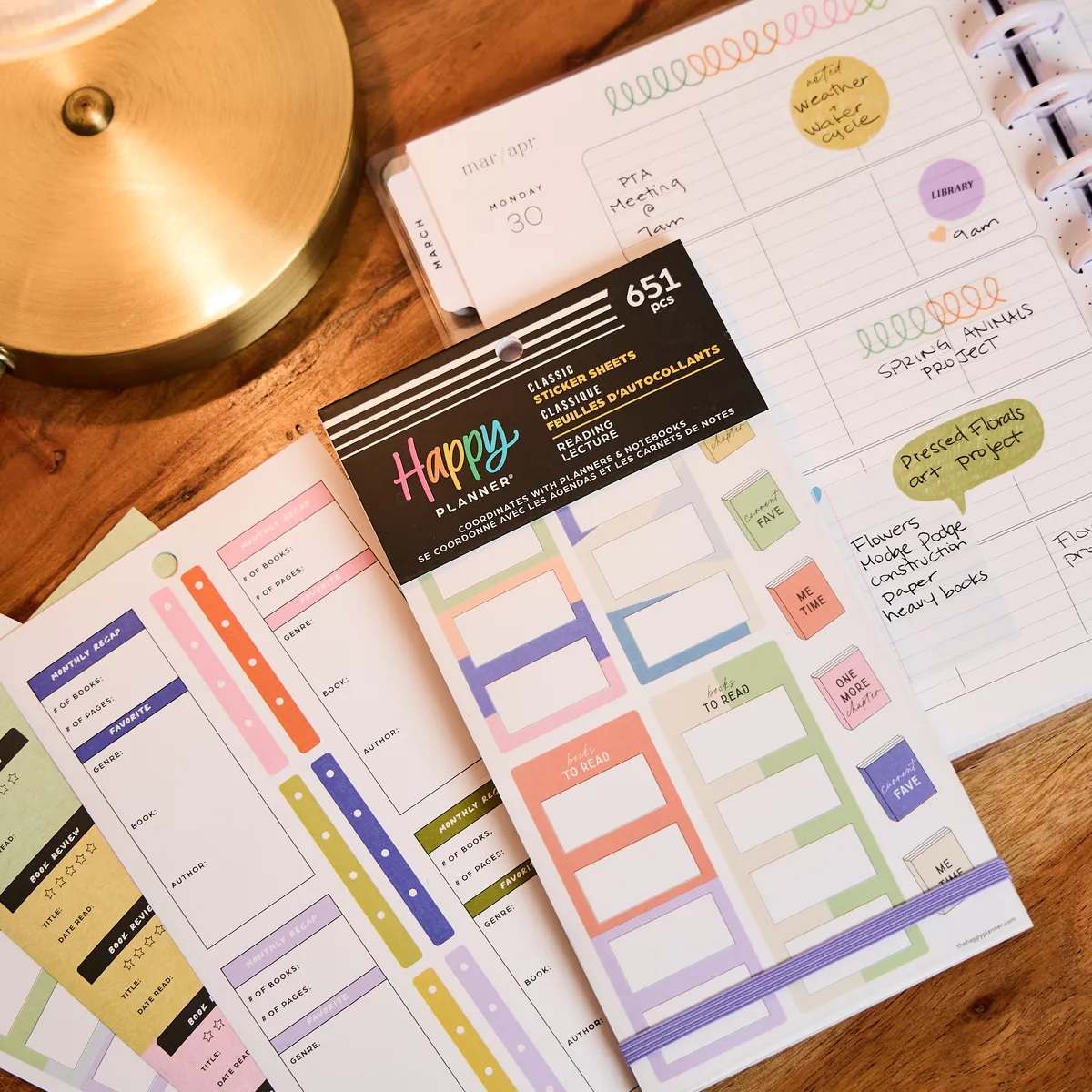 Happy Planner Reading Value Pack stickers lecture dorés 651 pièces
