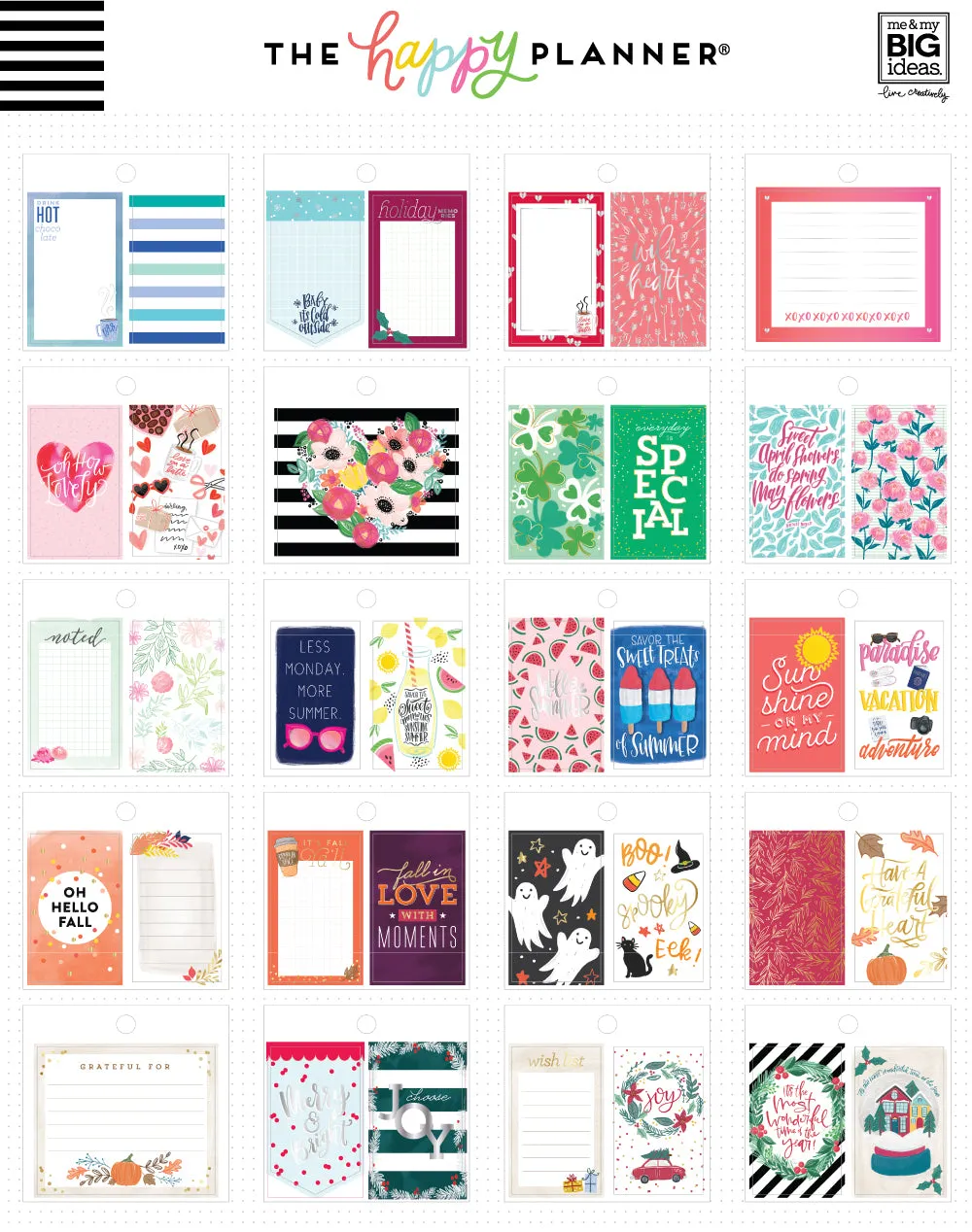 Happy Planner Seasonal mini bloc stickers 20 feuilles