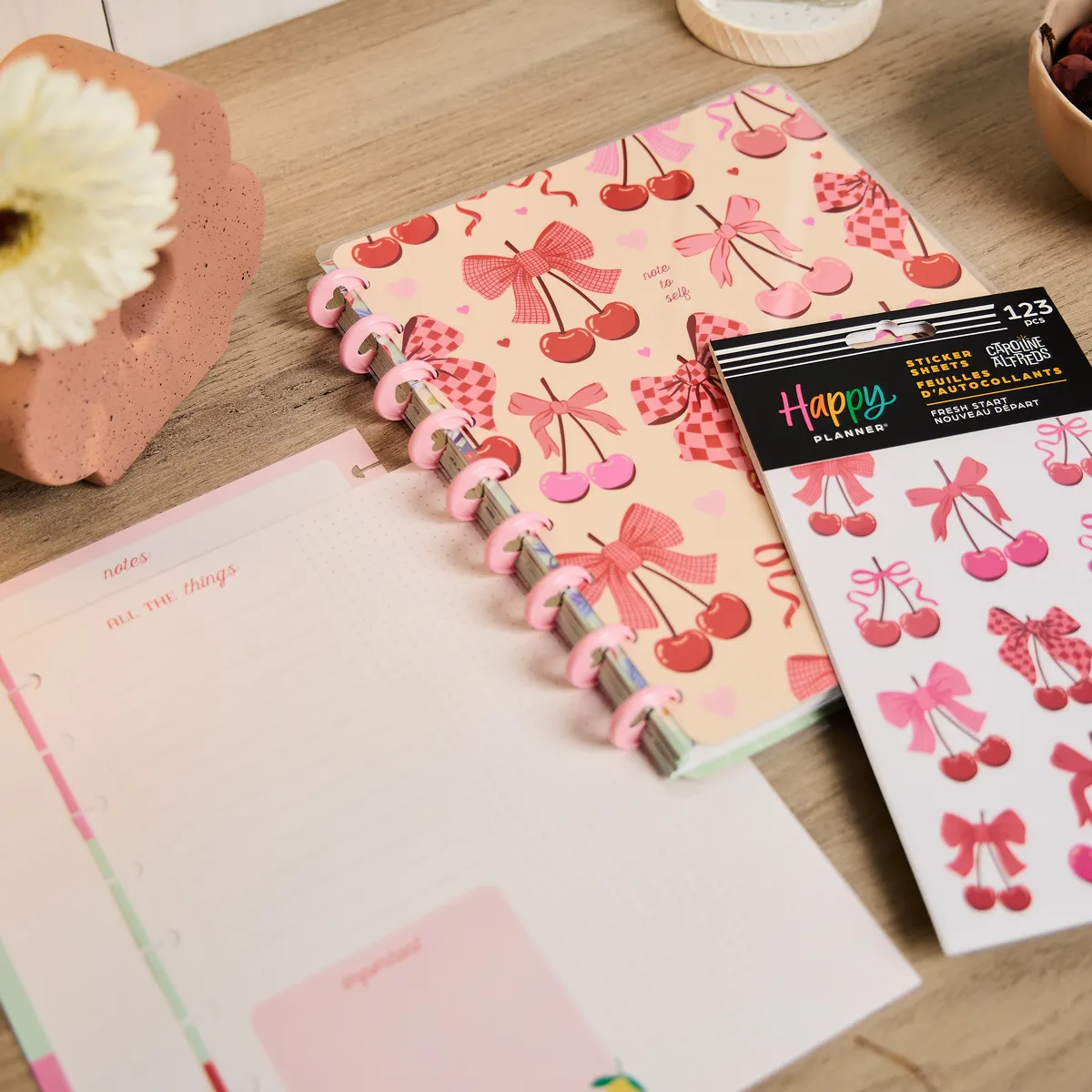 Happy Planner Fresh Start carnet Classic + 123 stickers cerise