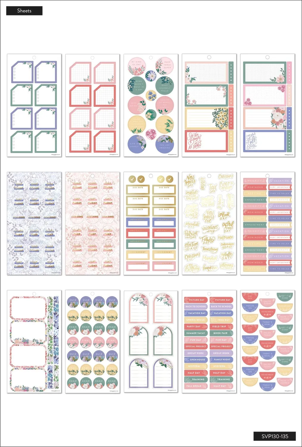 Happy Planner Springtime Flora Big carnet stickers 434 fleurs
