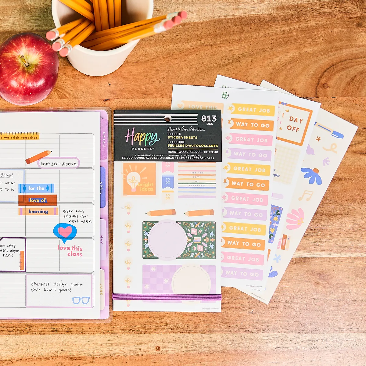 Happy Planner Heart Work Teacher stickers value pack 813