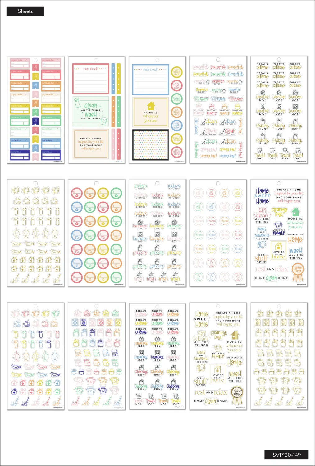 Happy Planner Essential Home stickers Classic 734