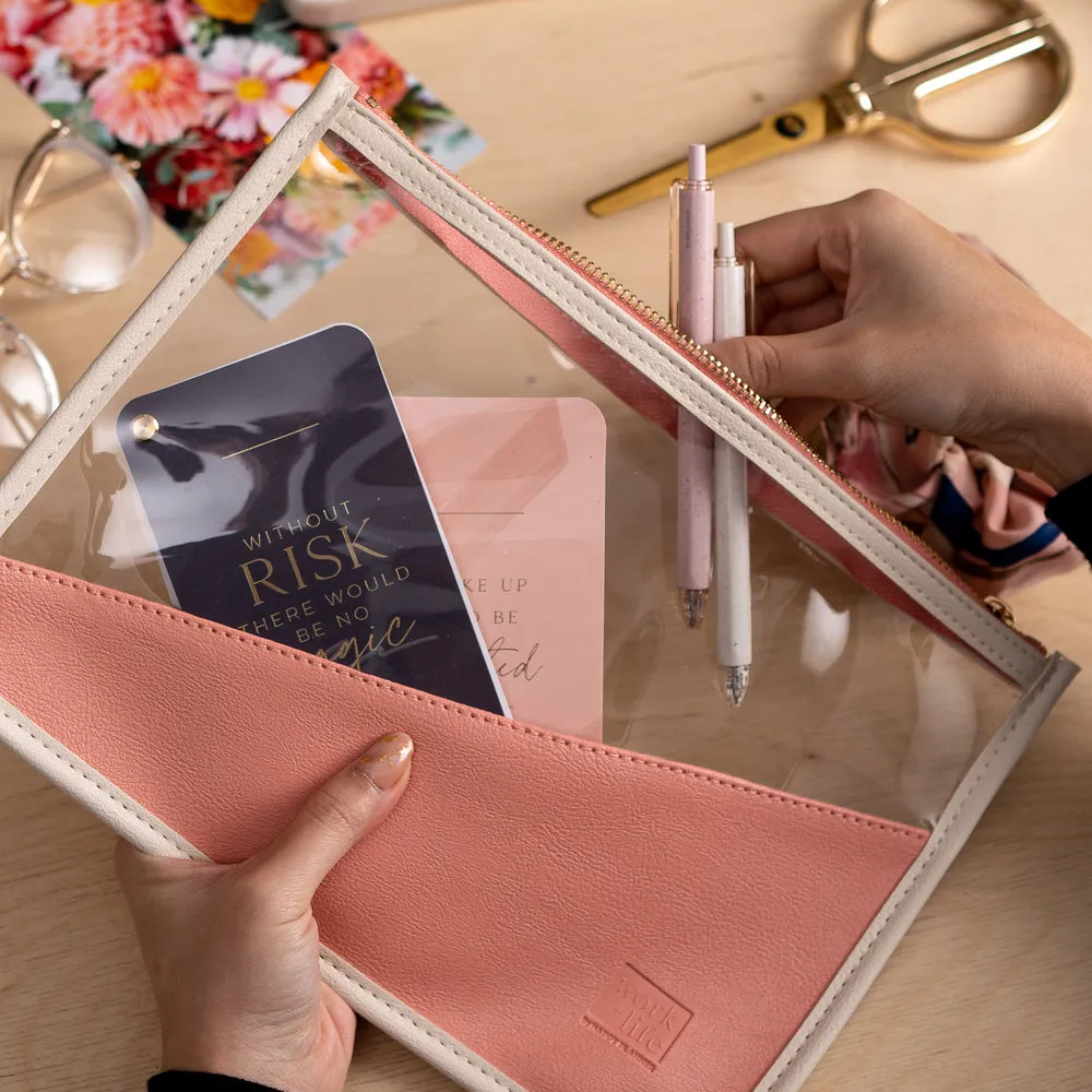 Happy Planner Work Life trousse rose transparente