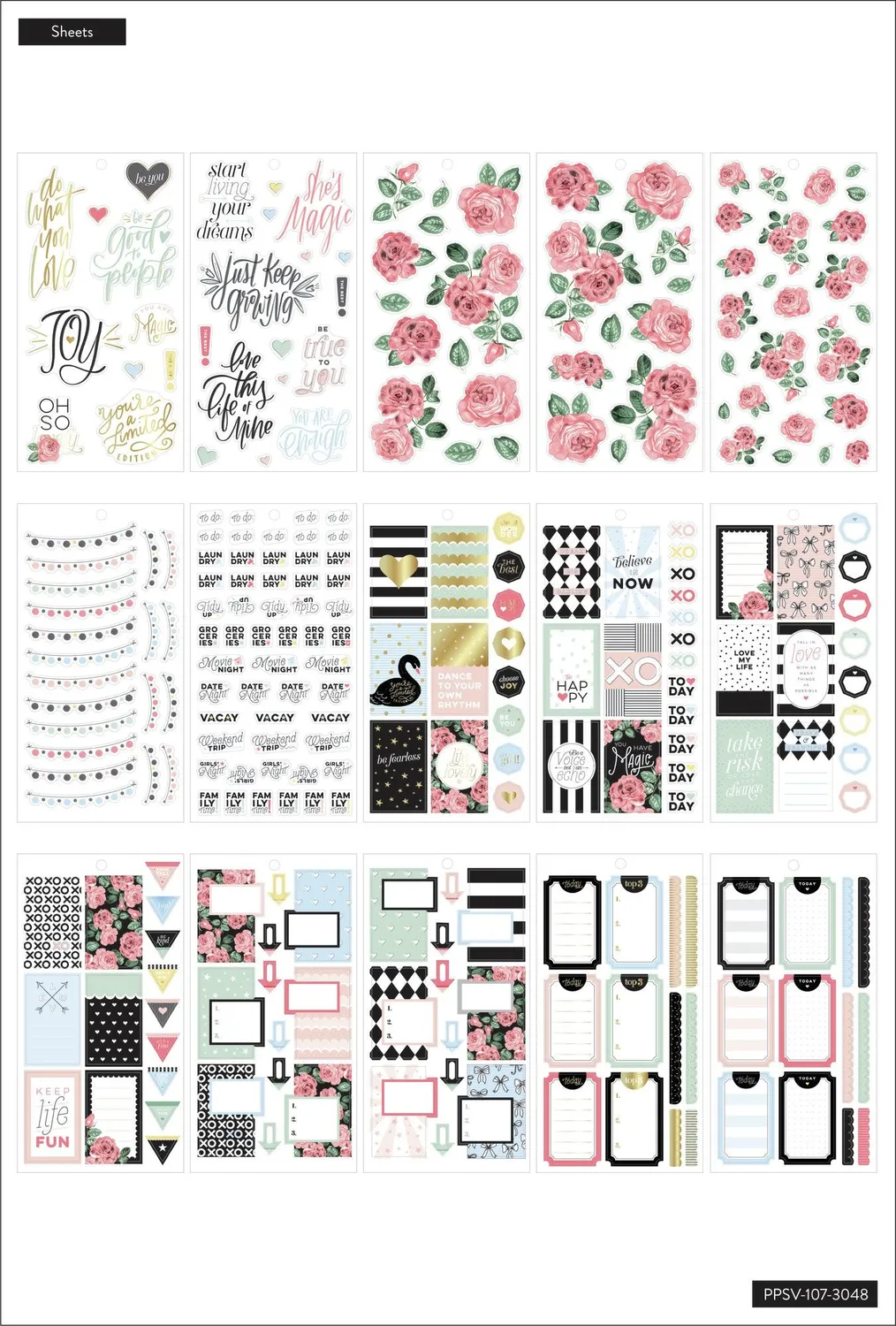 Happy Planner Simply Lovely stickers value pack 30 feuilles