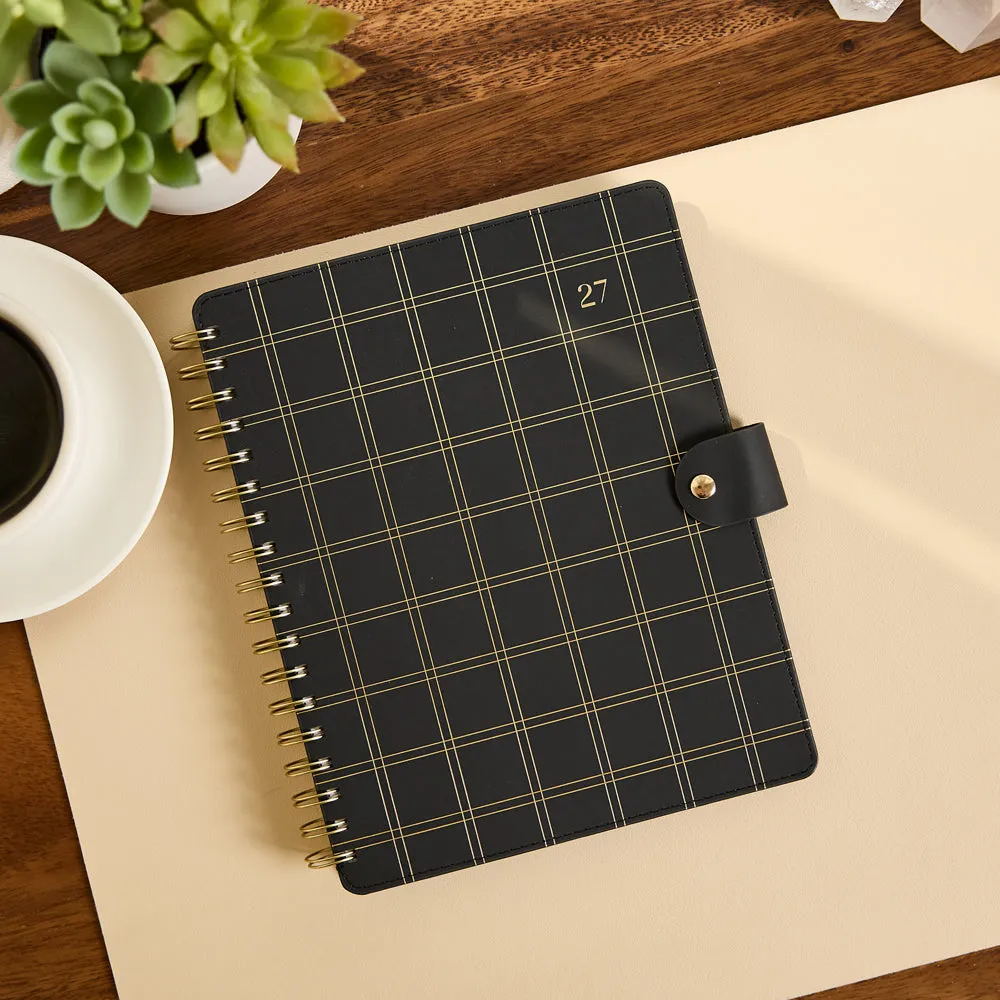 Happy Planner Citrine Midnight Plaid 2027 Classic agenda professionnel