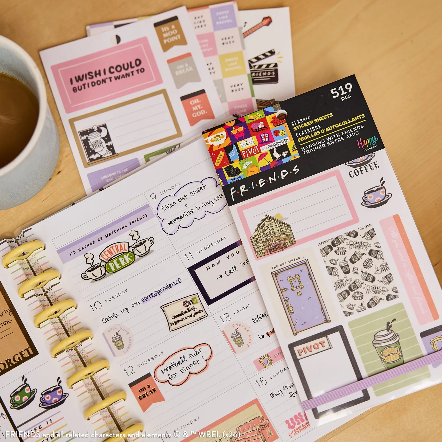 Happy Planner Friends Value Pack stickers 30 feuilles citations