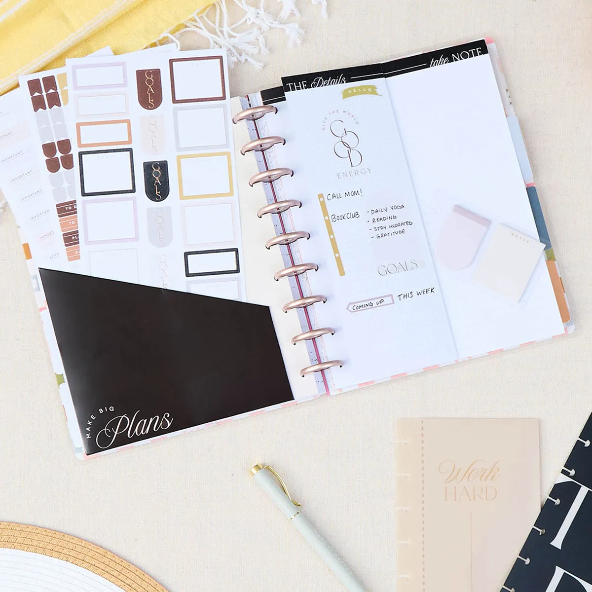 Happy Planner Classic Neutral Chic kit accessoires 7 pièces