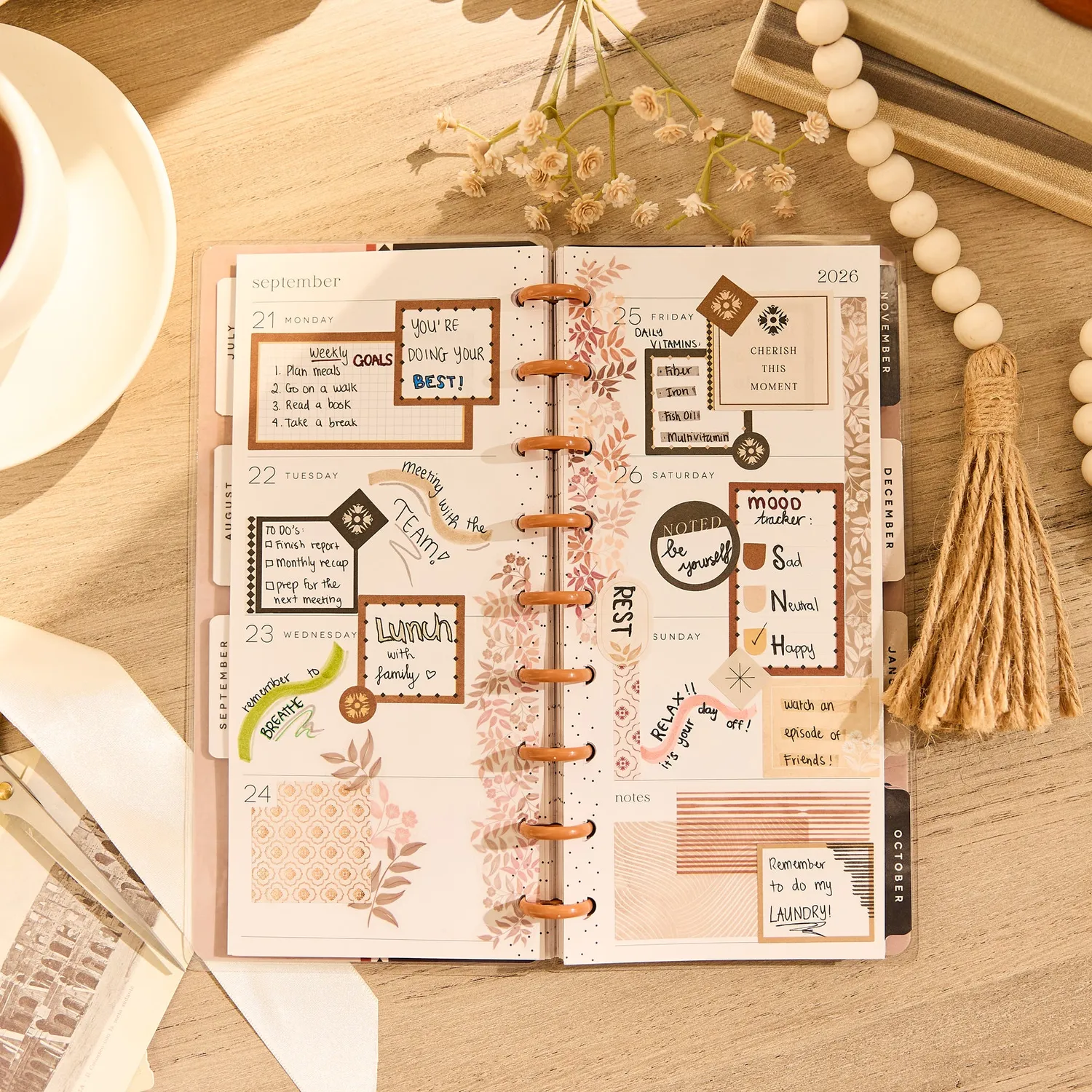 Happy Planner Neutral Noir Skinny Classic agenda horizontal 2026-2027