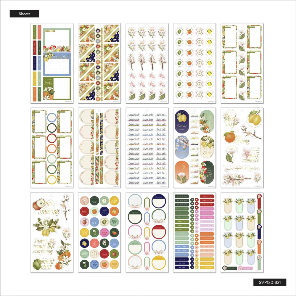 Happy Planner Fruit & Flora stickers 30 planches floral
