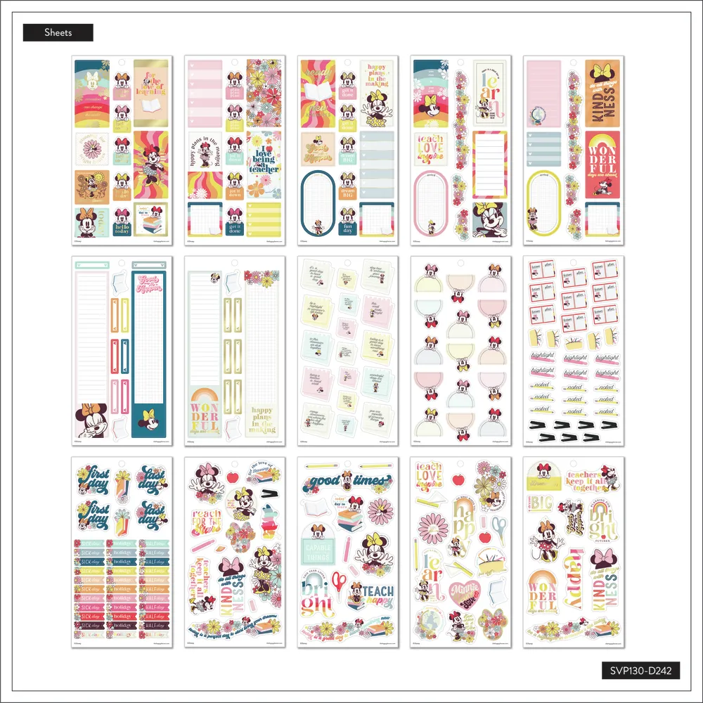 Happy Planner Disney Sunny Minnie Teacher stickers value pack 608