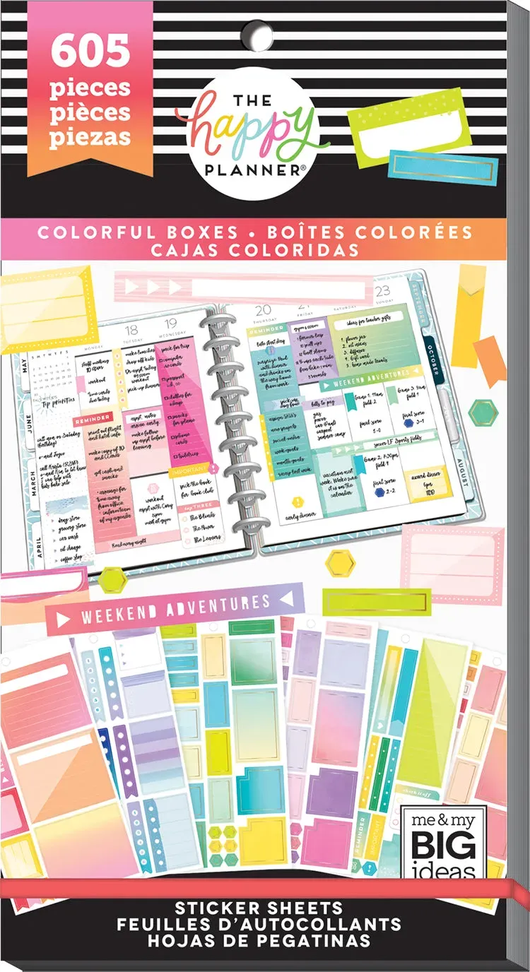 Happy Planner Colorful Boxes stickers 30 feuilles 605