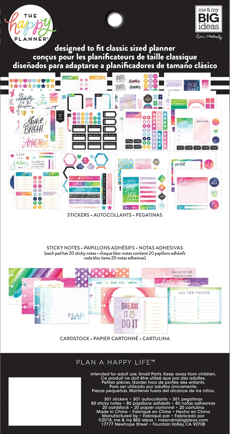 Happy Planner Watercolor pack accessoires stickers 301 aquarelle