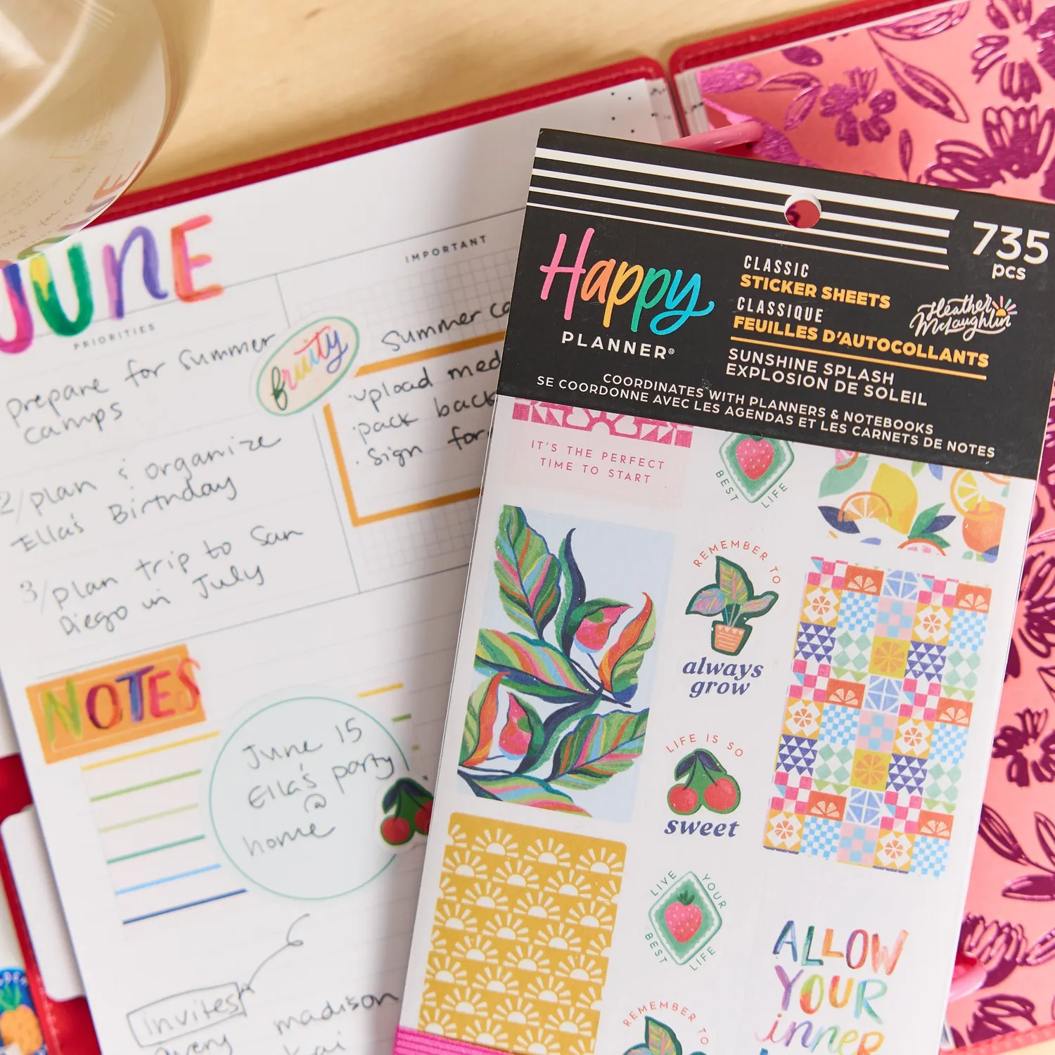 Happy Planner Sunshine Splash stickers colorés 30 planches