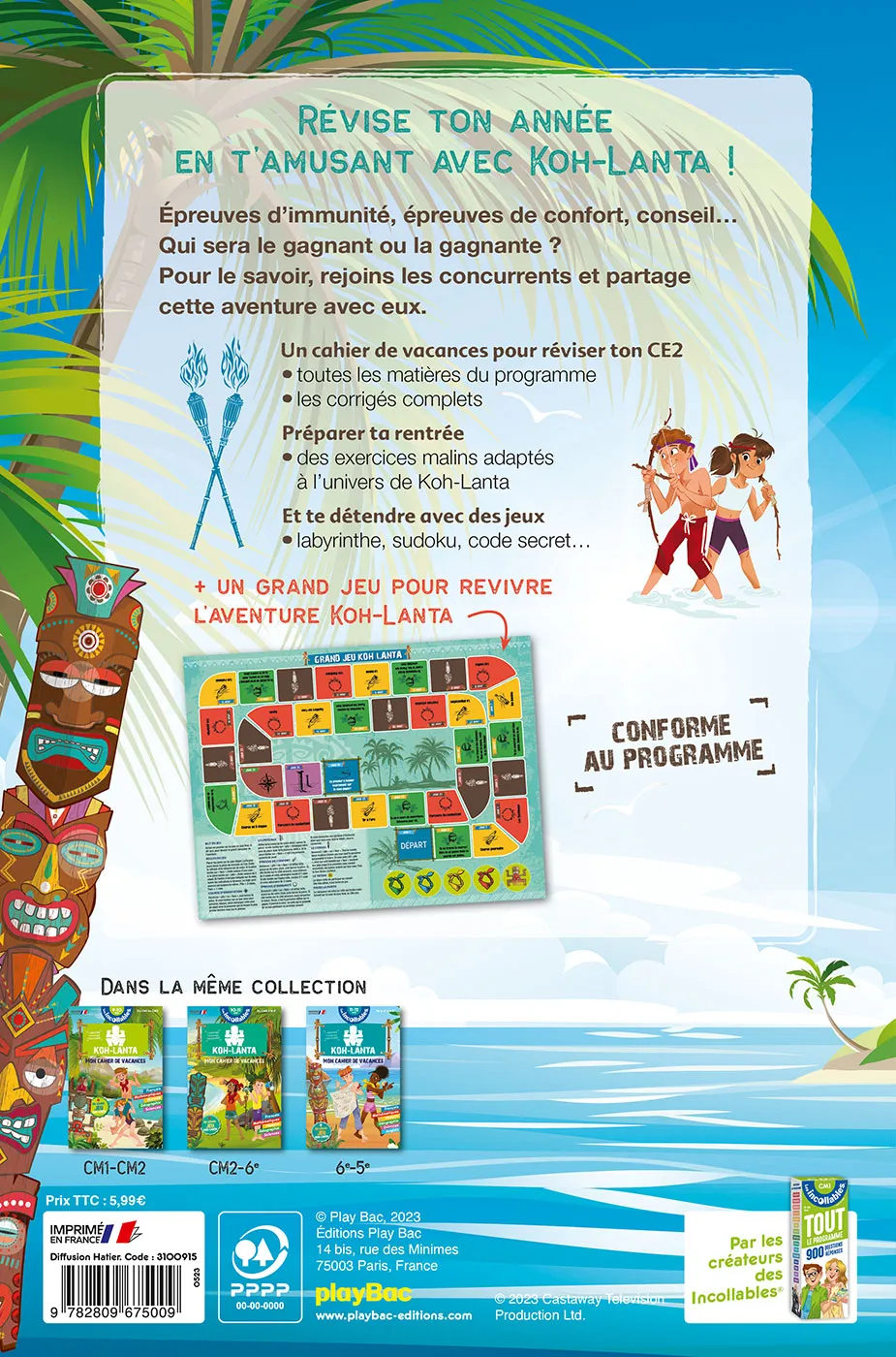 Incollables Koh-Lanta CE2 CM1 cahier vacances 8-9 ans