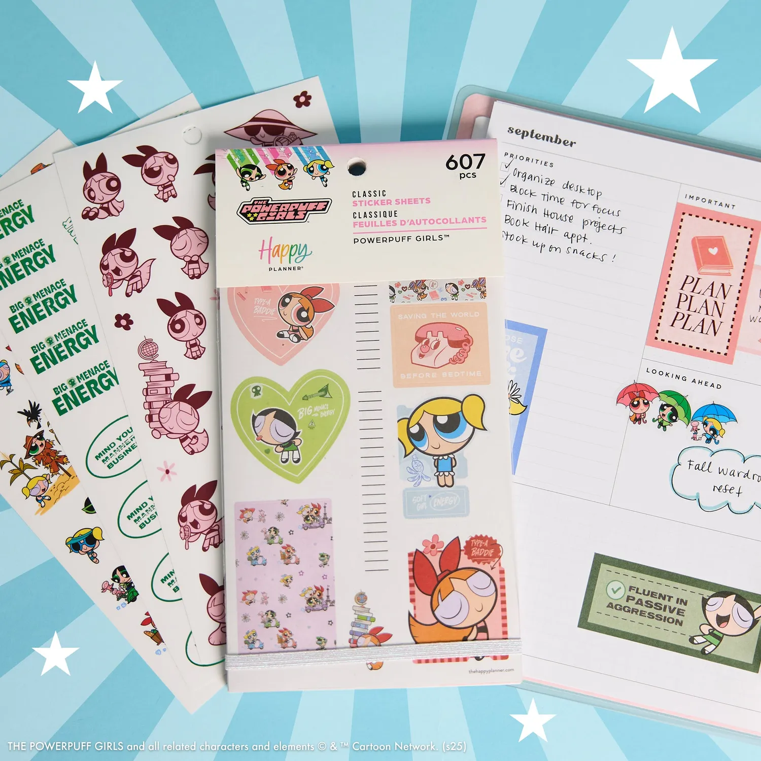 Happy Planner Powerpuff Girls Value Pack stickers 30 feuilles colorés