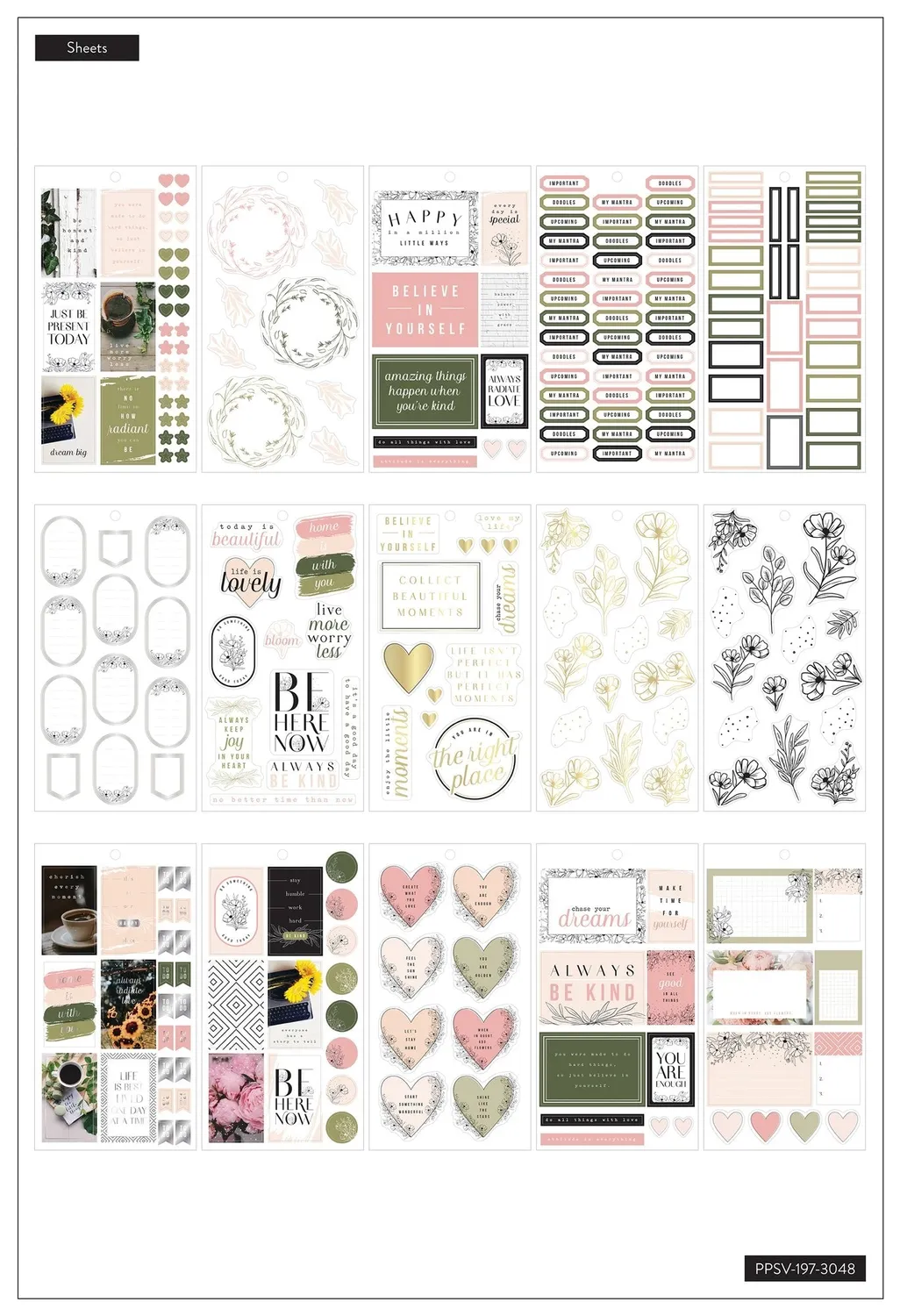 Happy Planner Modern Farmhouse stickers Classic 475 rustique