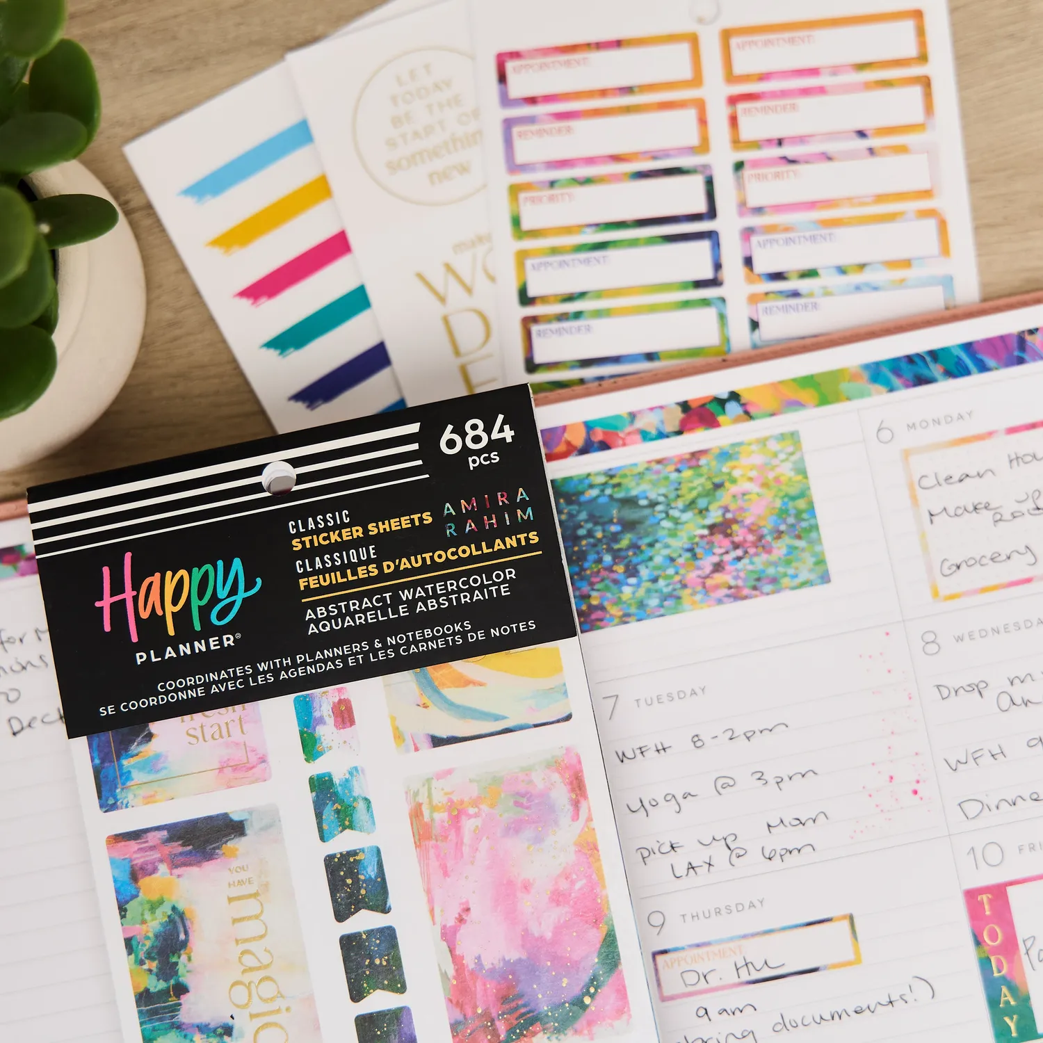 Happy Planner Abstract Watercolor stickers value pack 684