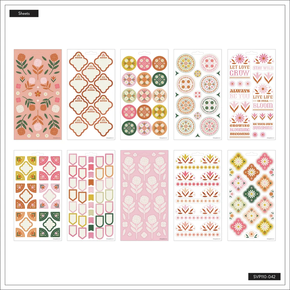 Happy Planner Western Wildflower stickers 10 feuilles nature