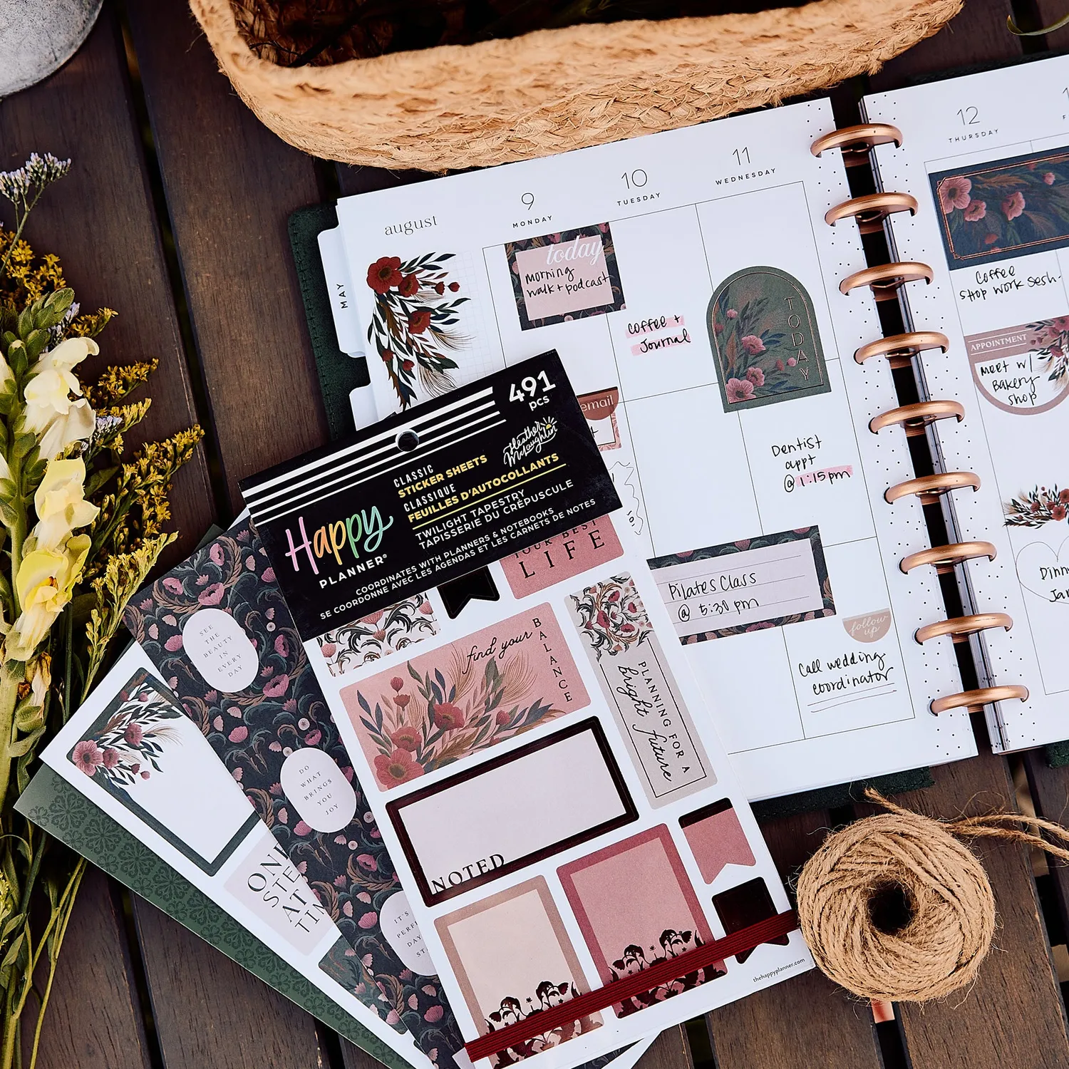 Happy Planner Twilight Tapestry livre stickers 30 feuilles