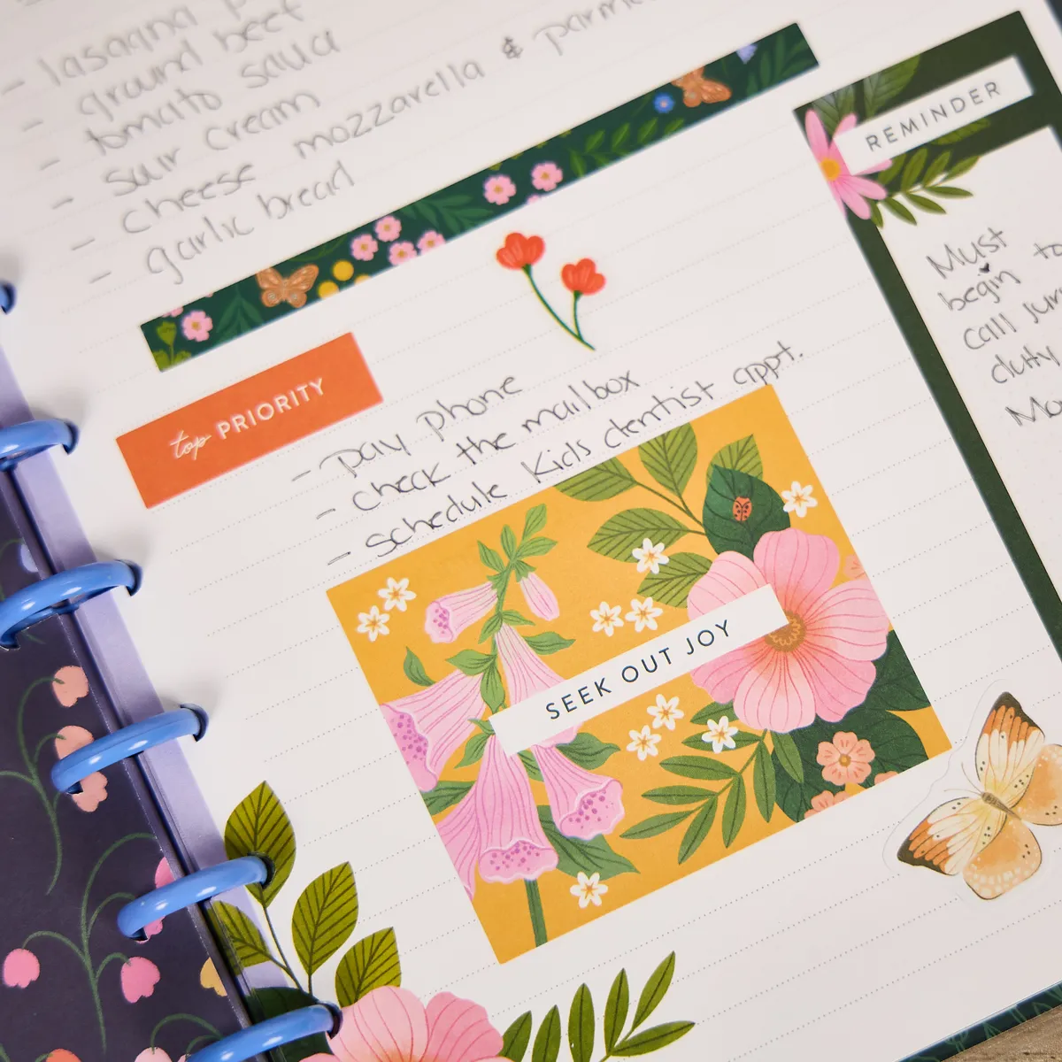 Happy Planner Midnight Meadow carnet classic 60 feuilles pointillé
