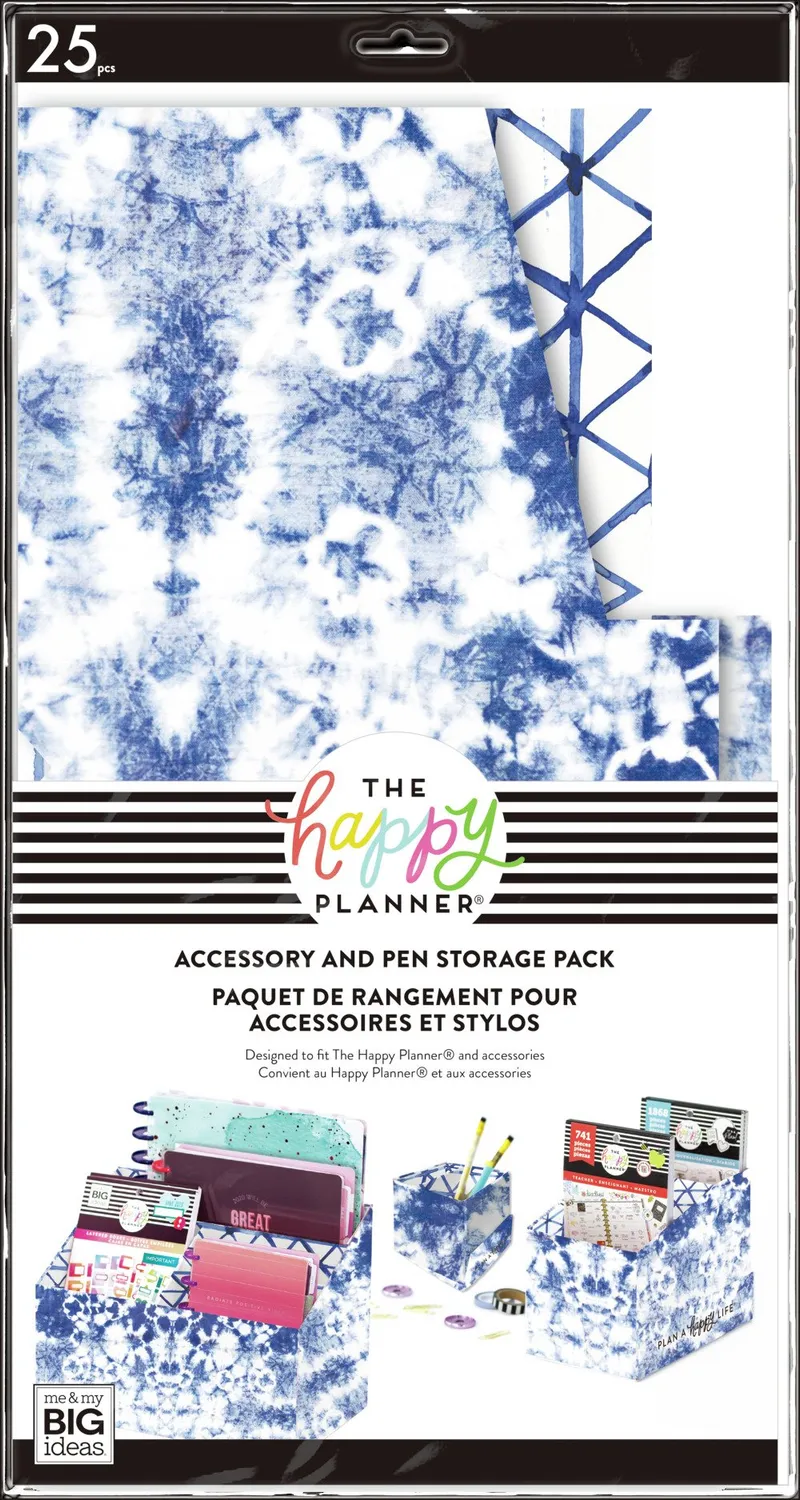 Happy Planner Indigo kit boite rangement 3 pièces tie dye