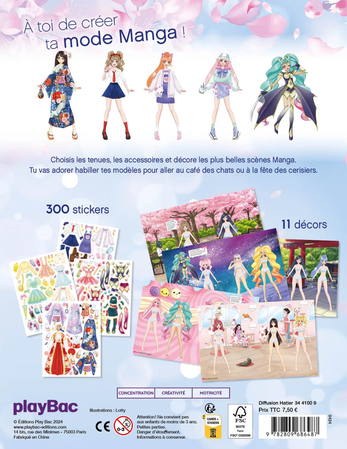 Frigobloc Mes stickers mode Manga cahier 300 autocollants 6 ans