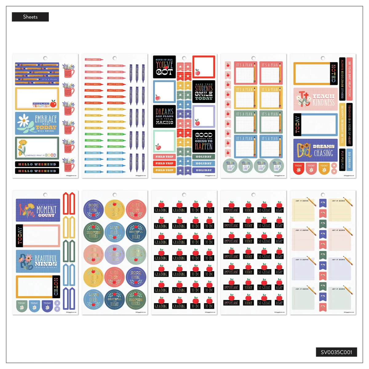 Happy Planner Teachers Are Heroes stickers 802 motifs