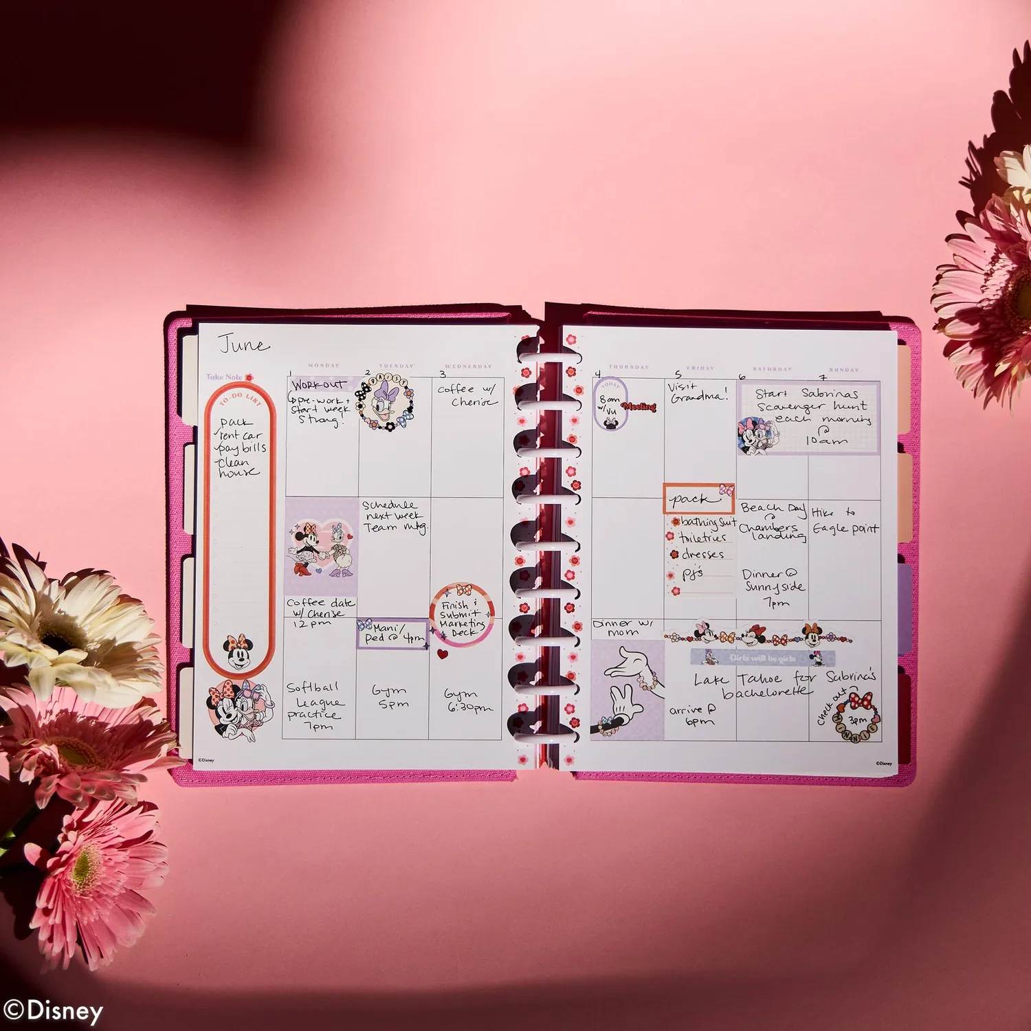 Happy Planner Minnie Bow agenda vertical non daté rose
