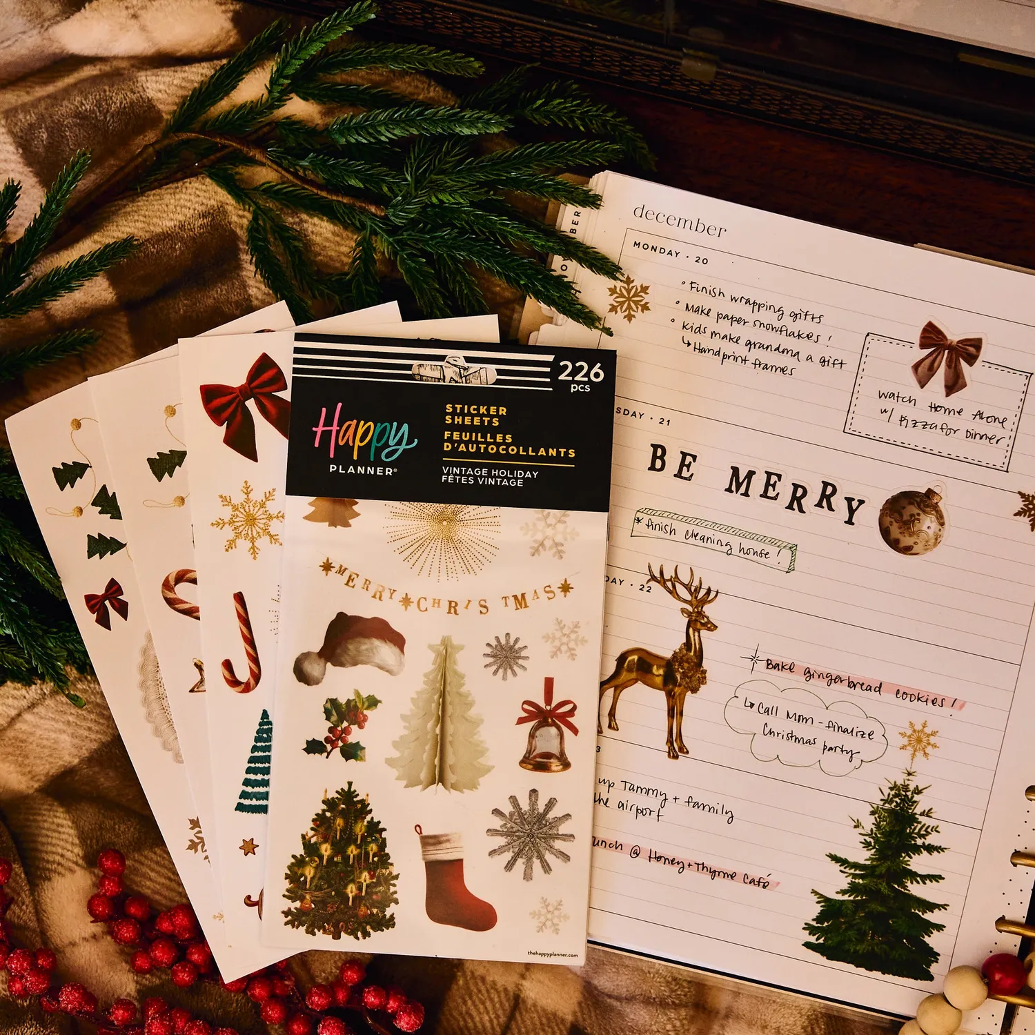 Happy Planner Vintage Holiday stickers Noël 10 planches