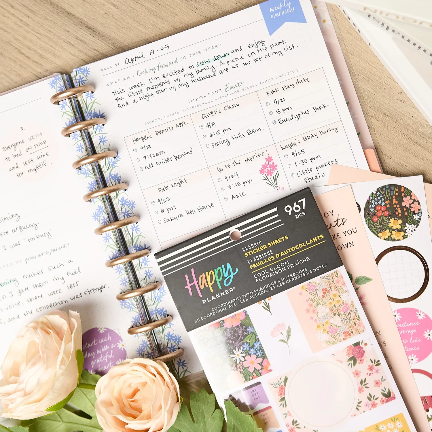 Happy Planner Cool Bloom Parenting stickers agenda 30 feuilles