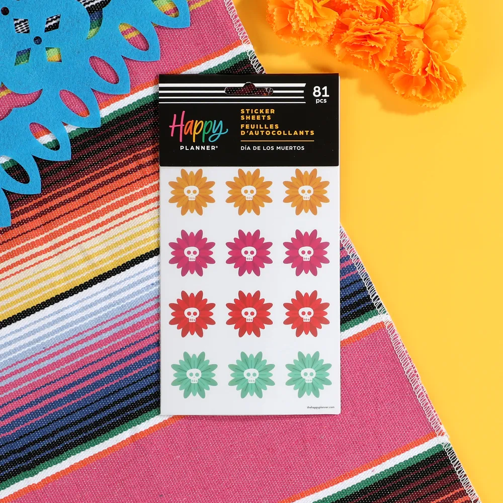 Happy Planner Día de los Muertos stickers 5 planches 81 fête
