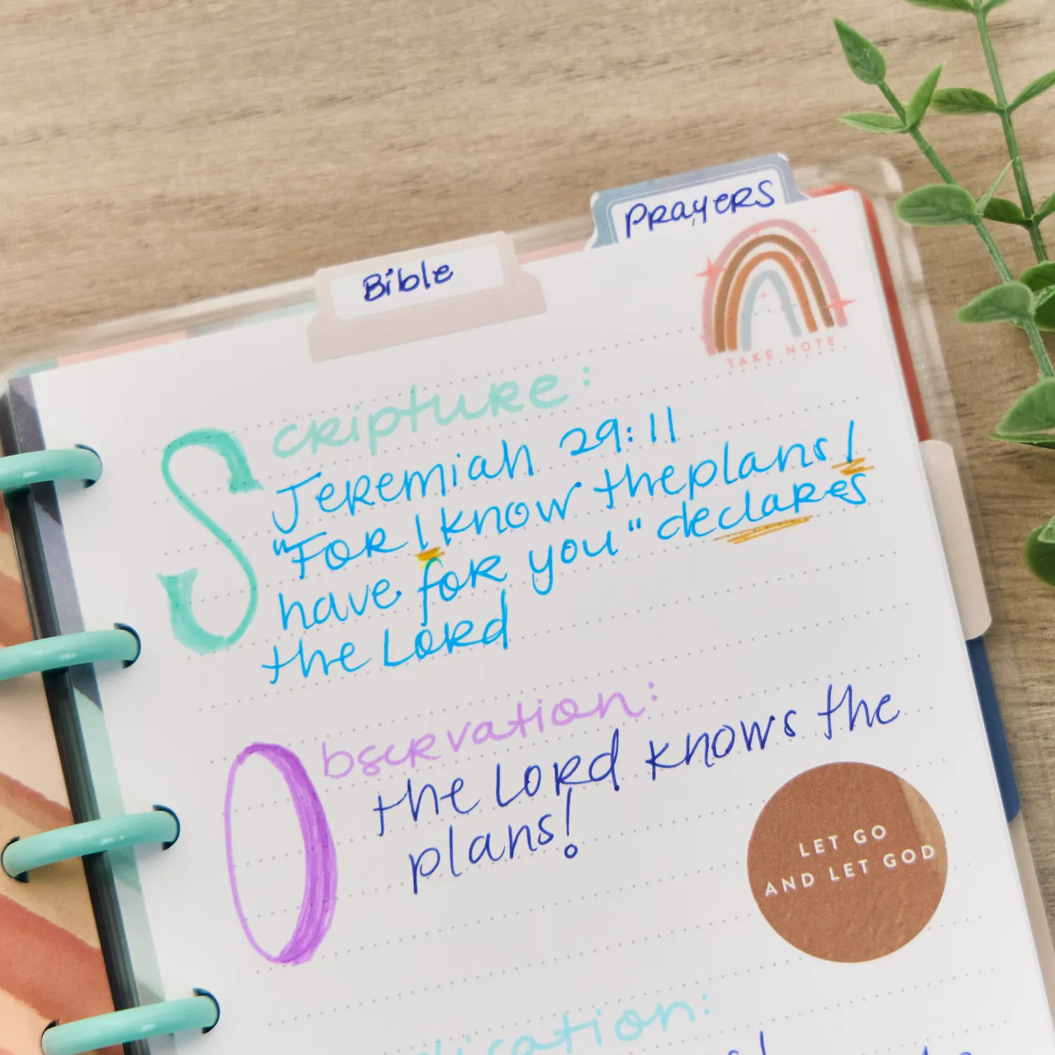 Happy Planner Watercolor Grace Faith mini carnet pointillé 60 feuilles