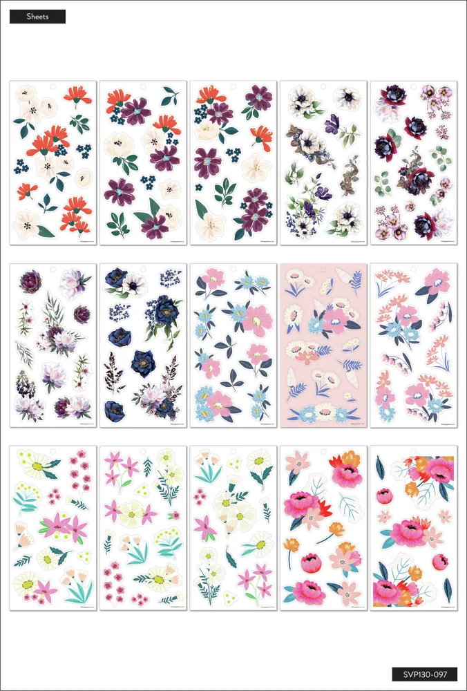Happy Planner Value Pack stickers Happy Blooms 293 pièces doré