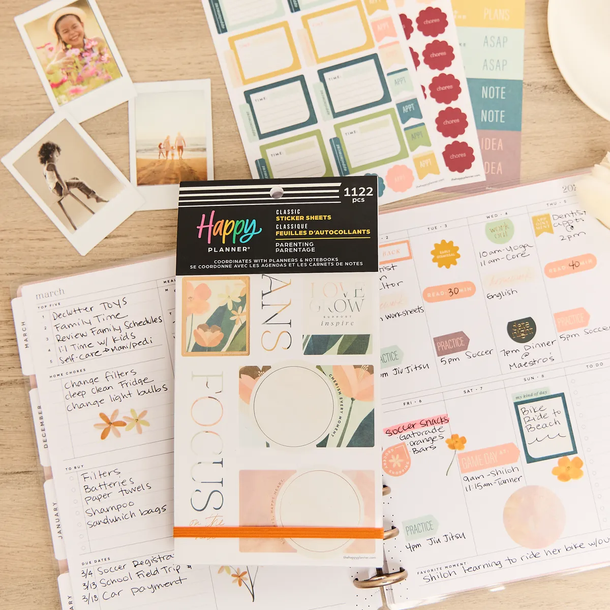 Happy Planner Pastel Canvas Parenting stickers famille 1122 pièces