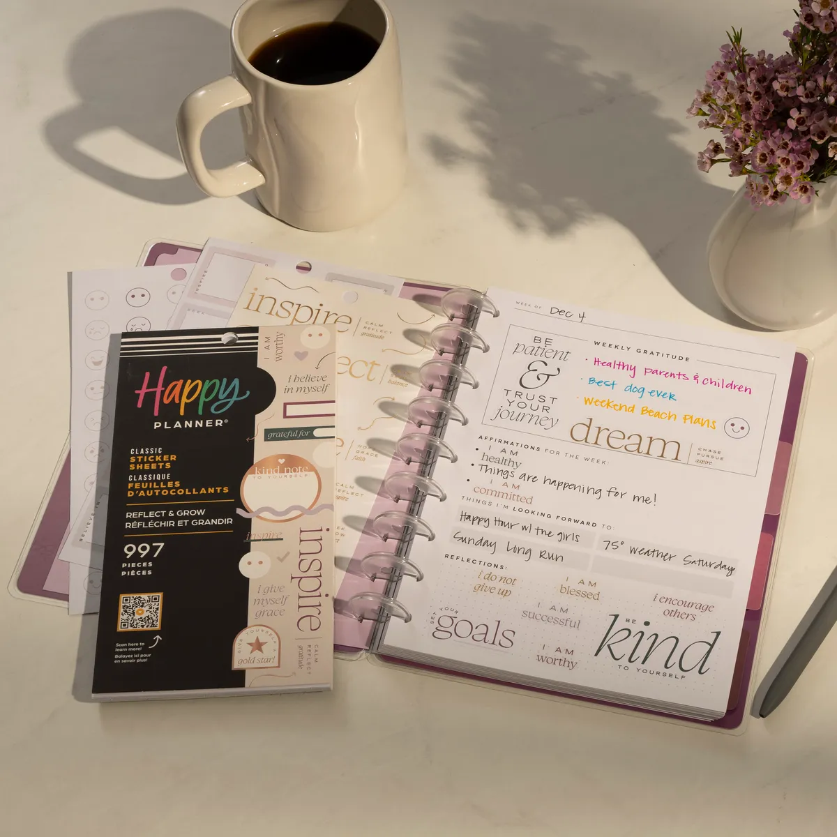 Happy Planner Reflect & Grow stickers classic 997 bien-être