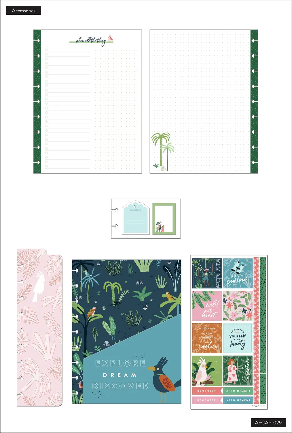 Happy Planner Jungle Vibes pack accessoires Classic tropical
